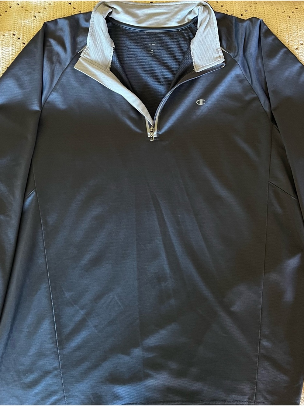 Champion Men's Black Half-Zip Pullover with Light Gray Collar